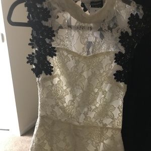 White & Black Laced Romper